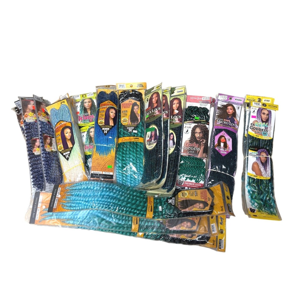 Crochet Hair Lot 30Pc Zury Bobbi Boss Havana Twists Faux Locs Blue Green KC